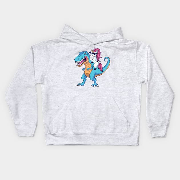 Unicorn T-rex Kids Hoodie by TomCage